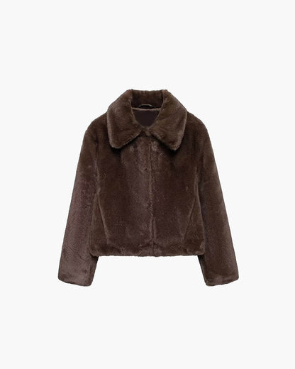 Abby Short Faux Fur Collared Coat