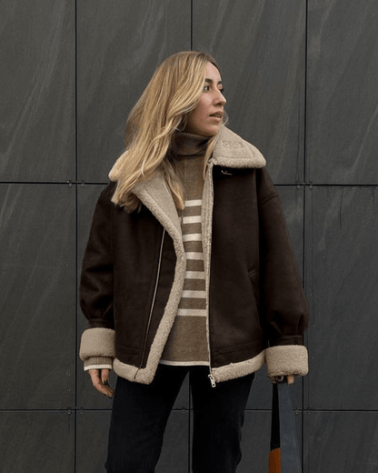 Aurora Chaqueta de ante sintético de cuero artificial