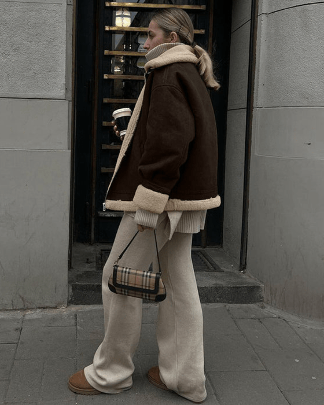 Aurora Chaqueta de ante sintético de cuero artificial