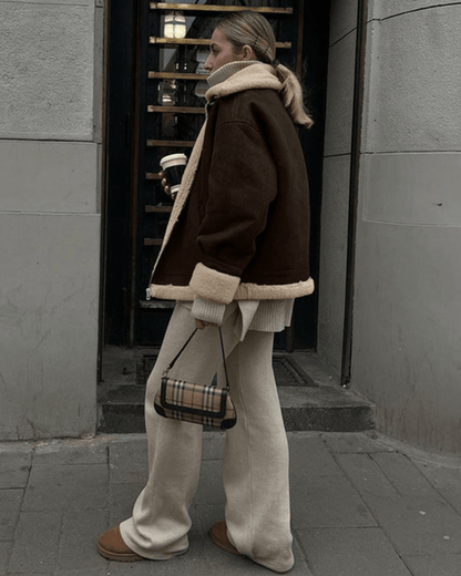 Aurora Chaqueta de ante sintético de cuero artificial