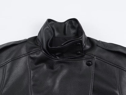 Chaqueta de cuero asimétrica