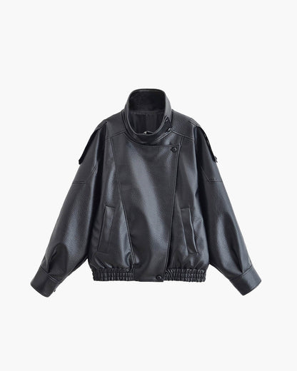 Chaqueta de cuero asimétrica