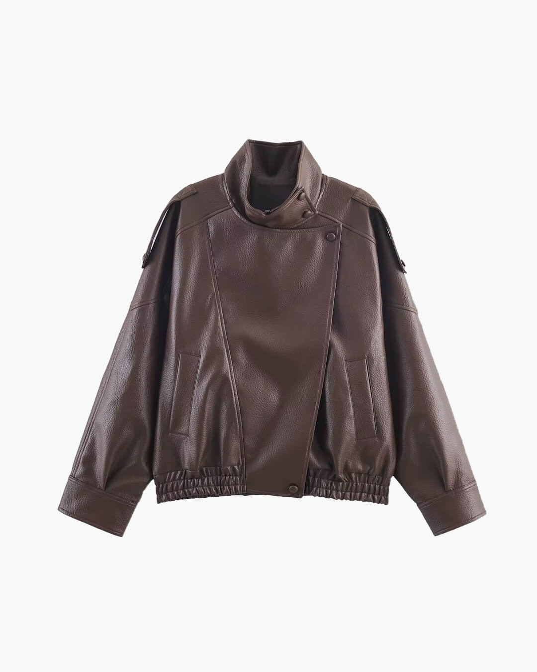 Chaqueta de cuero asimétrica