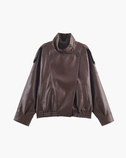Chaqueta de cuero asimétrica