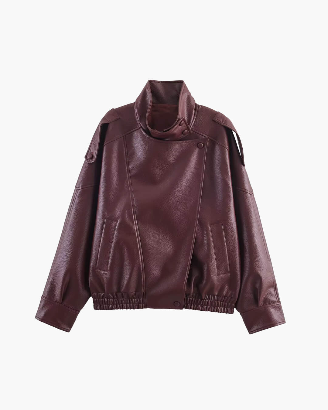 Chaqueta de cuero asimétrica