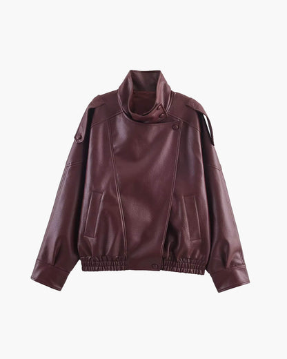 Chaqueta de cuero asimétrica