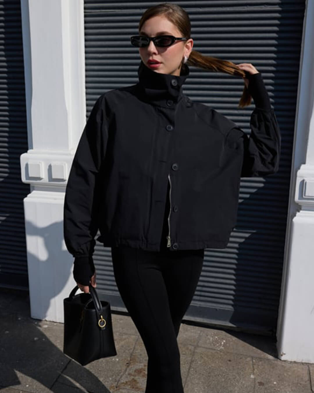 Chaqueta bomber de cuello alto Clara