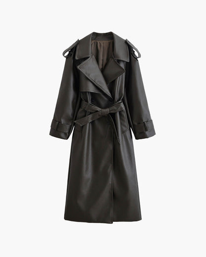 Chaqueta larga de cuero Danica