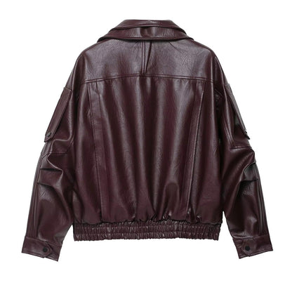 Chaqueta de cuero asimétrica Carla
