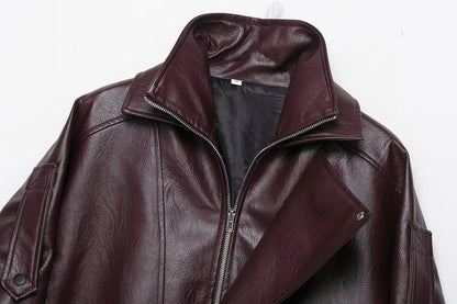 Chaqueta de cuero asimétrica Carla