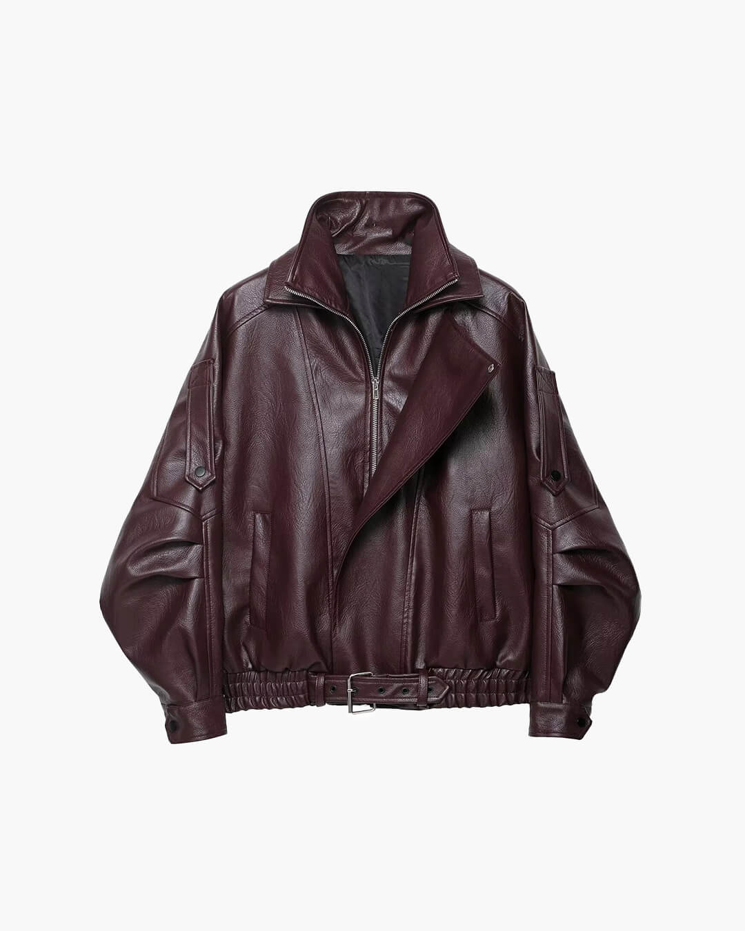 Chaqueta de cuero asimétrica Carla