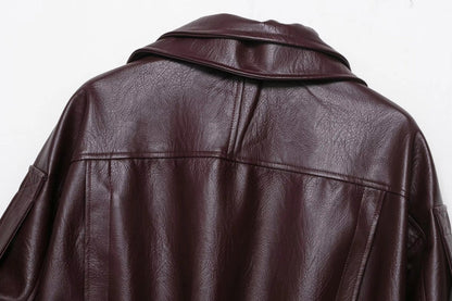 Chaqueta de cuero asimétrica Carla