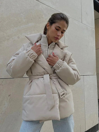 Chaqueta acolchada con cinturón Jaime