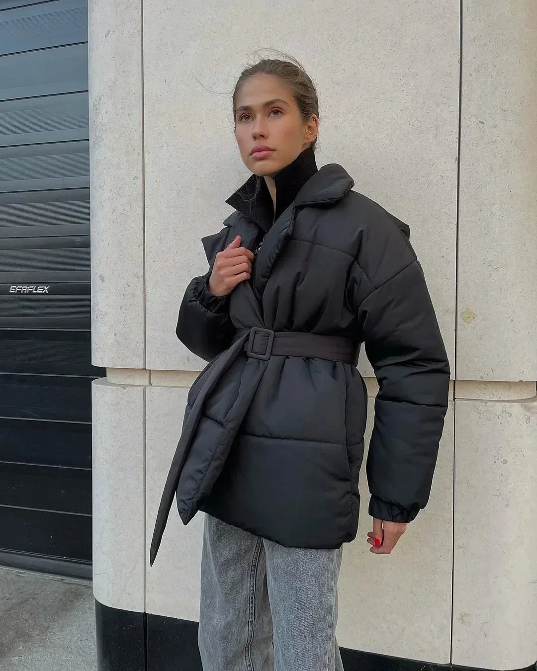 Chaqueta acolchada con cinturón Jaime