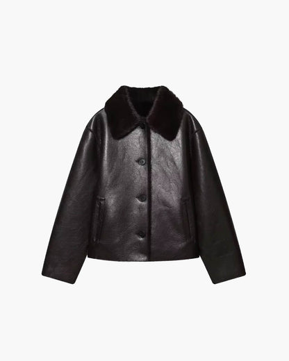 Chaqueta de cuero sintético reversible