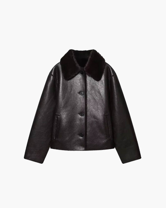 Chaqueta de cuero sintético reversible