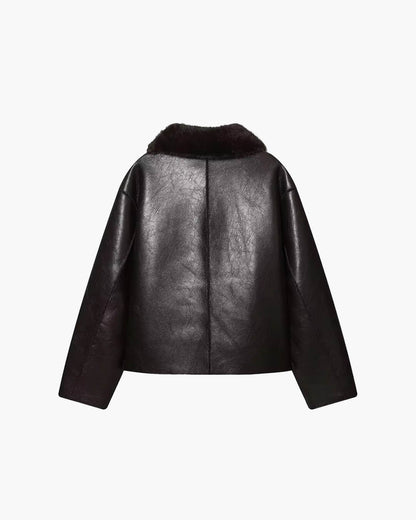 Chaqueta de cuero sintético reversible