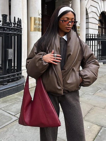 Chaqueta de cuero con solapa Lara