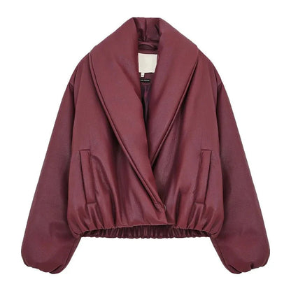 Chaqueta de cuero con solapa Lara