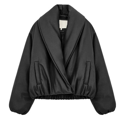 Chaqueta de cuero con solapa Lara