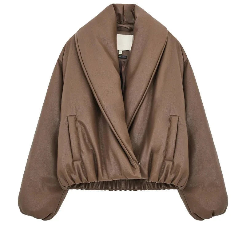 Chaqueta de cuero con solapa Lara