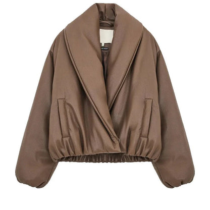 Chaqueta de cuero con solapa Lara