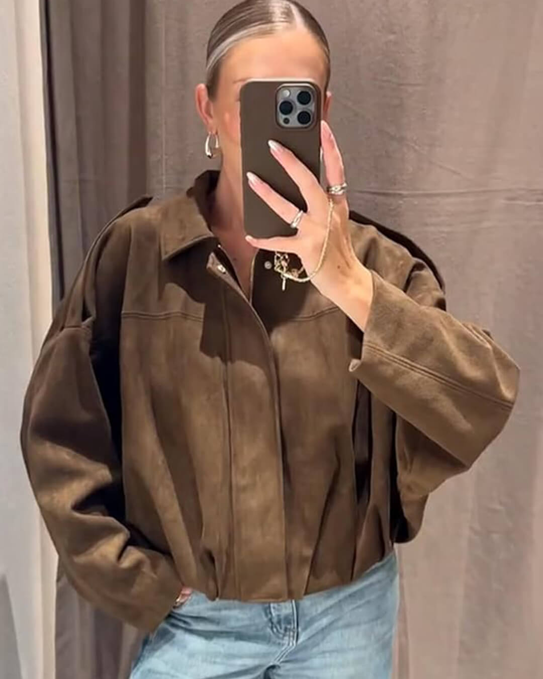Chaqueta bomber de ante Lara