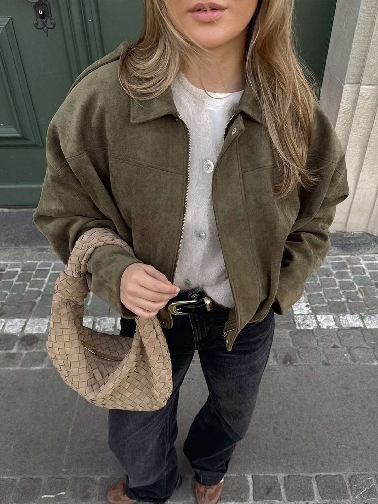Chaqueta bomber de ante Lara