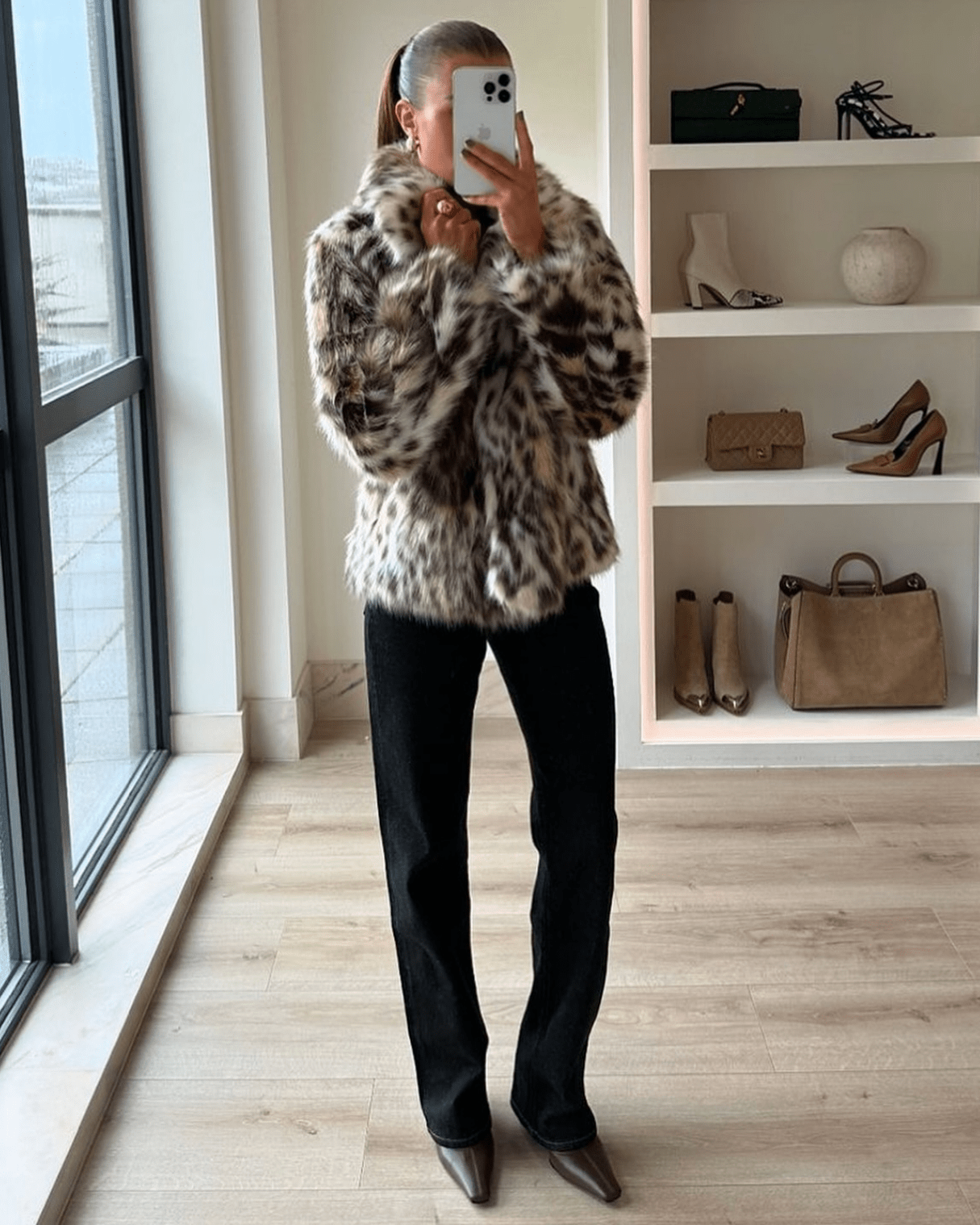 Abrigo de piel sintética de leopardo Nora