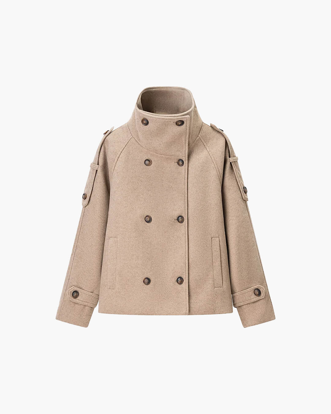 Abrigo Rhea con cuello alto y botonadura