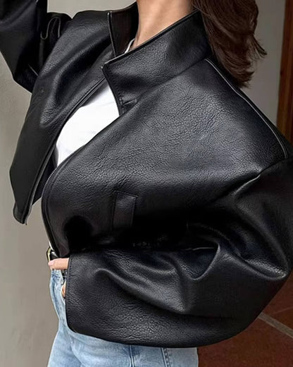 Chaqueta de cuero con cremallera Sylvia