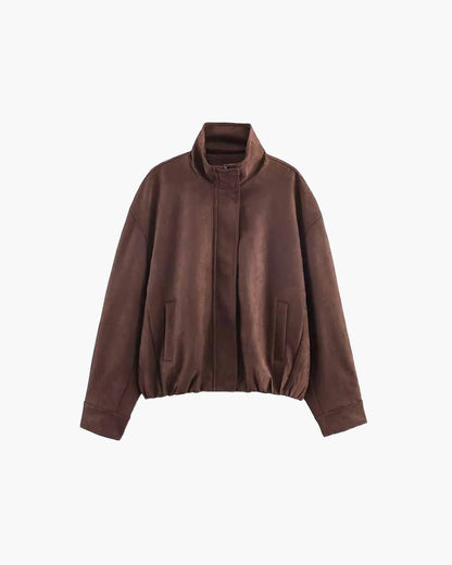Chaqueta de ante con cuello alto Viona