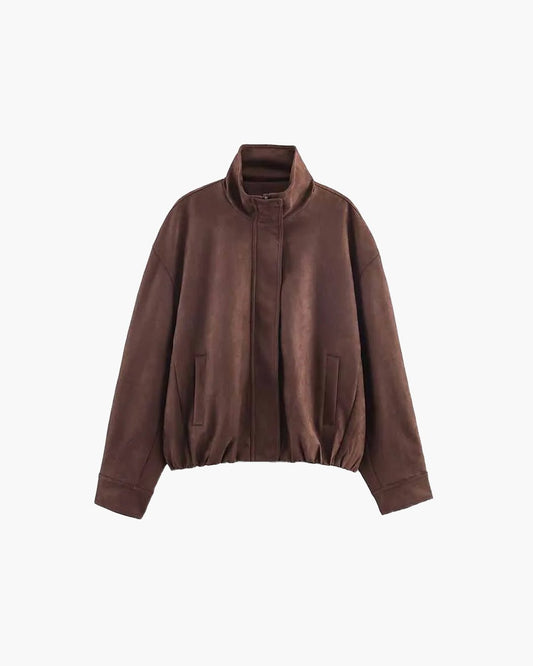 Chaqueta de ante con cuello alto Viona