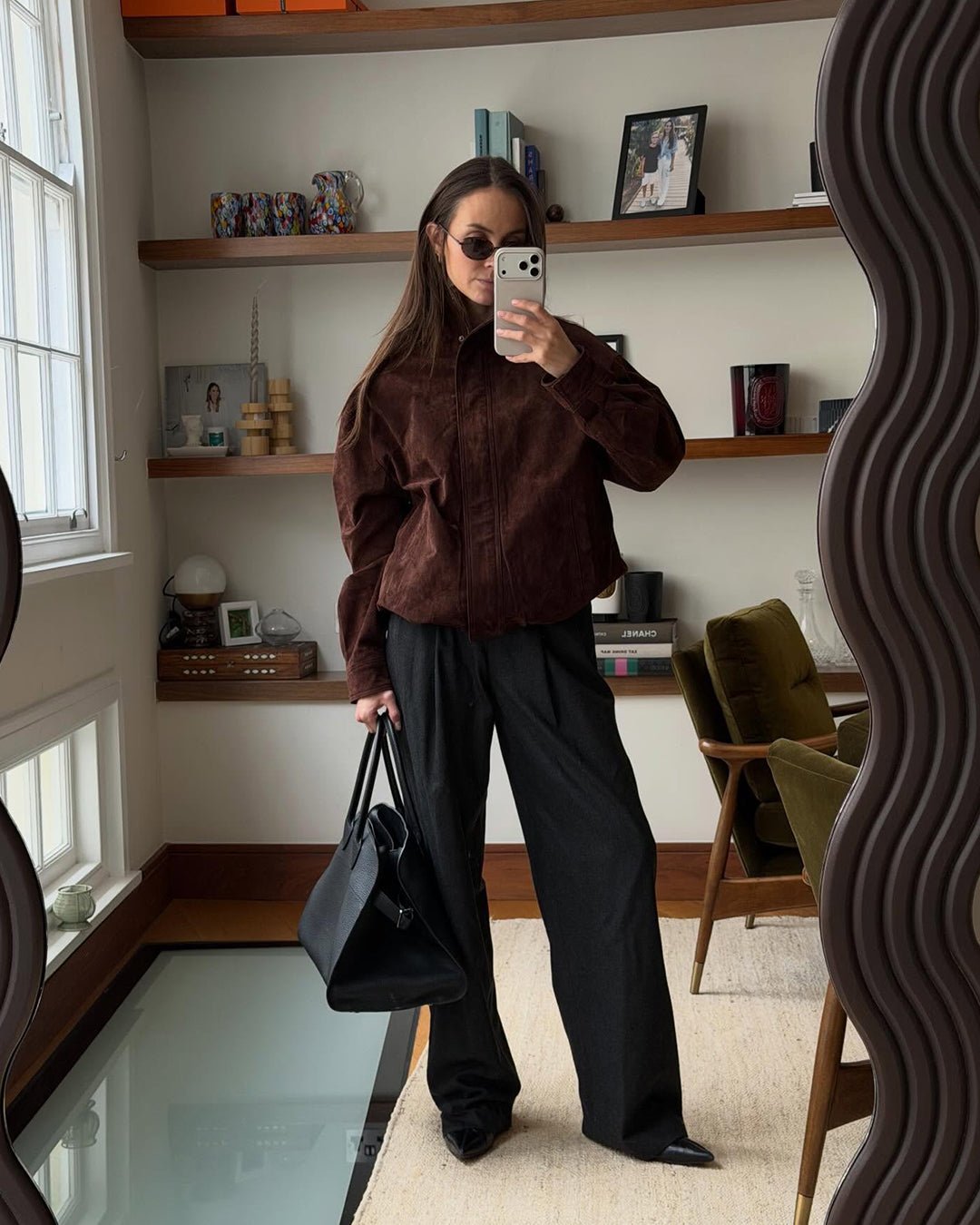 Chaqueta de ante con cuello alto Viona