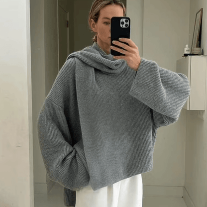 Xia suéter de punto suelto con bufanda