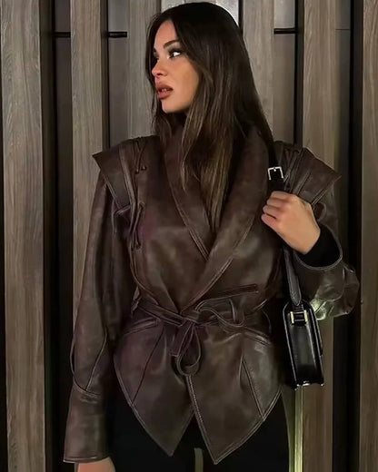 Chaqueta de cuero estilo biker Zyra