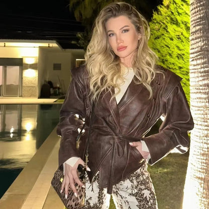 Chaqueta de cuero estilo biker Zyra