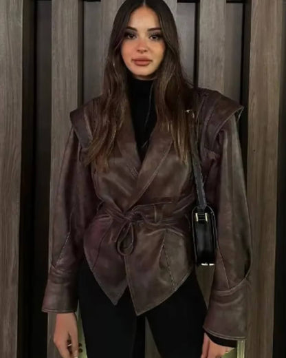 Chaqueta de cuero estilo biker Zyra