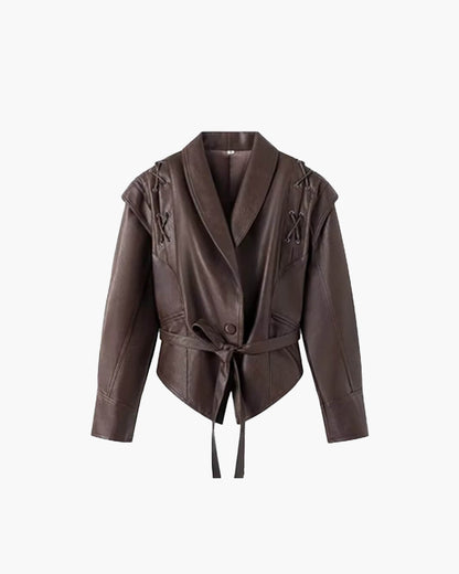 Chaqueta de cuero estilo biker Zyra