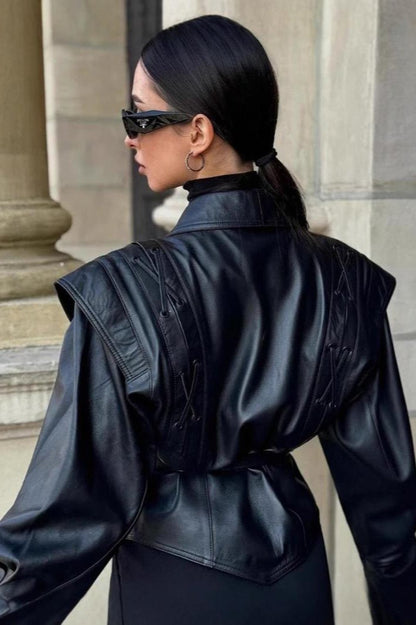 Chaqueta de cuero estilo biker Zyra