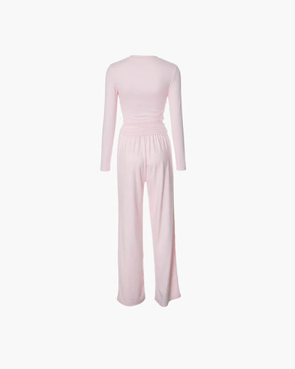 Conjunto Meryll de blusa de manga larga y pantalones de pierna ancha
