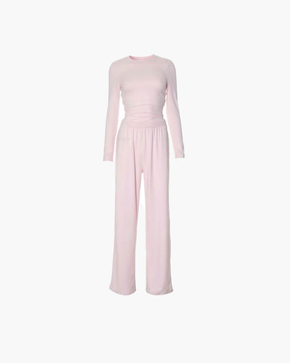 Conjunto Meryll de blusa de manga larga y pantalones de pierna ancha