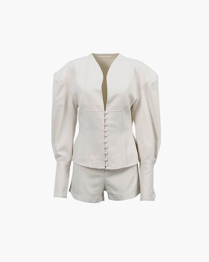Conjunto de blazer y pantalones cortos entallados