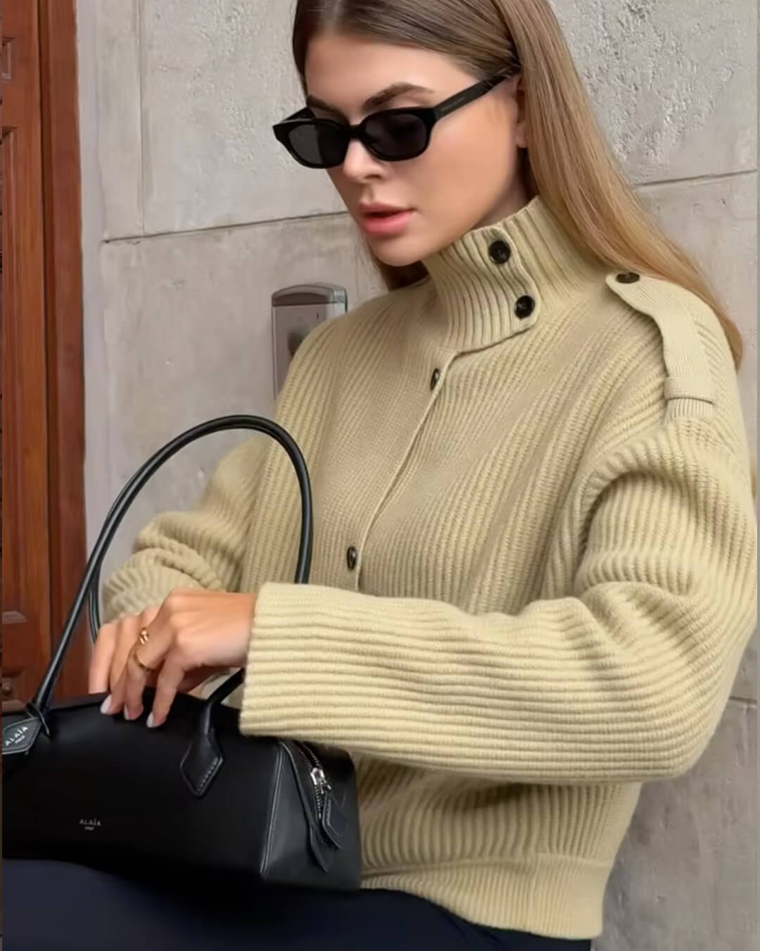 Cárdigan de punto con cuello alto Sandra