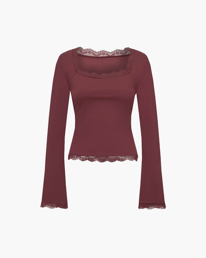 Blusa Jackie con encaje y escote cuadrado