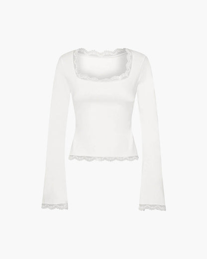 Blusa Jackie con encaje y escote cuadrado