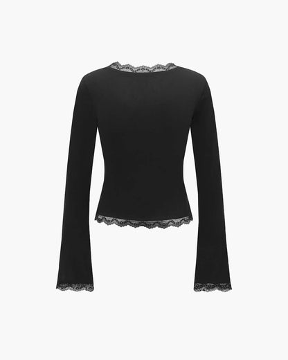 Blusa Jackie con encaje y escote cuadrado