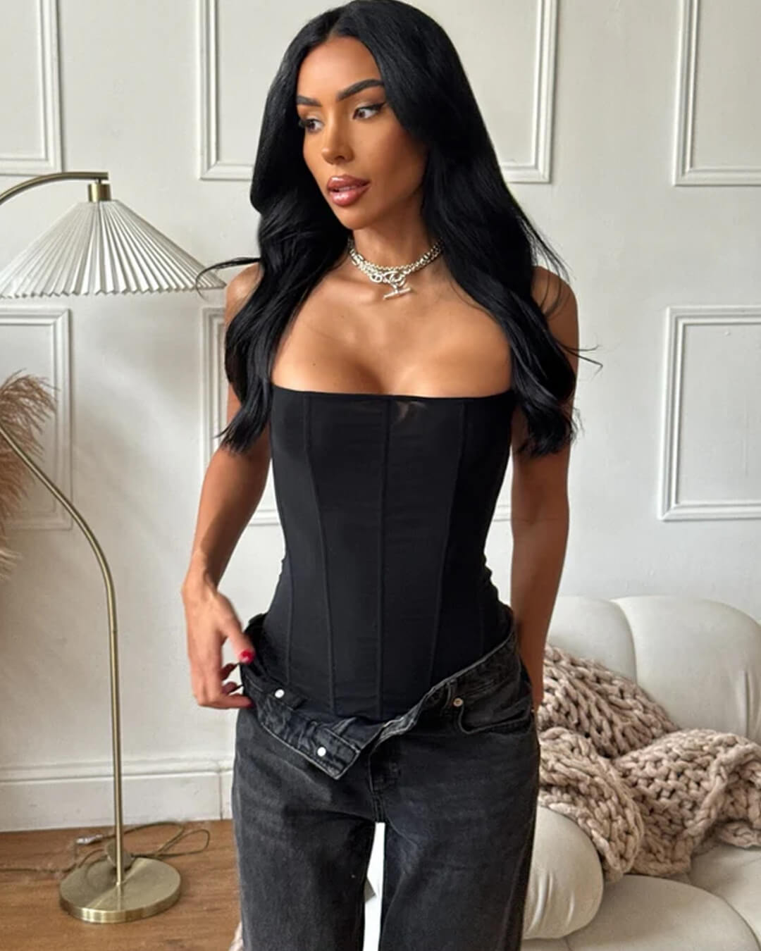 Top corsé satinado Kelly