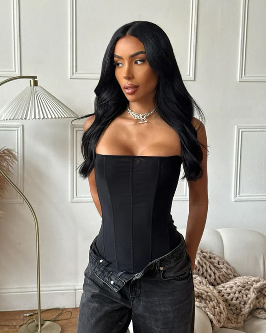 Top corsé satinado Kelly