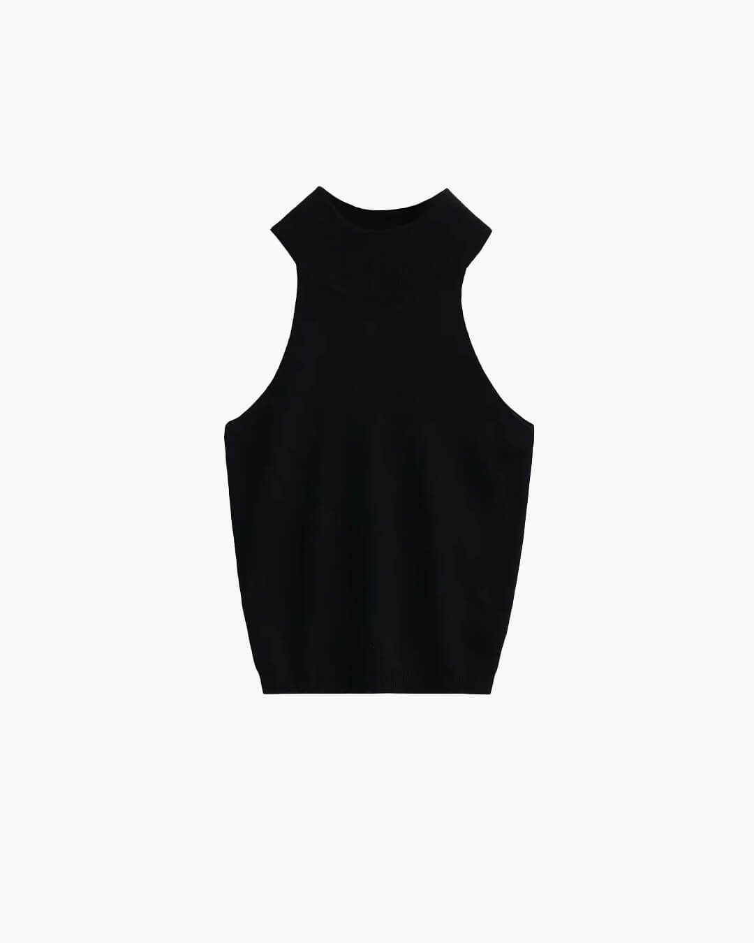 Top corto de punto sin mangas con cuello halter Nicky